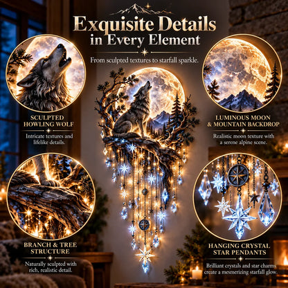 🐺🌕 Wolf Howling Moon Starfall Wall Light – Bring the Wild Home🚚