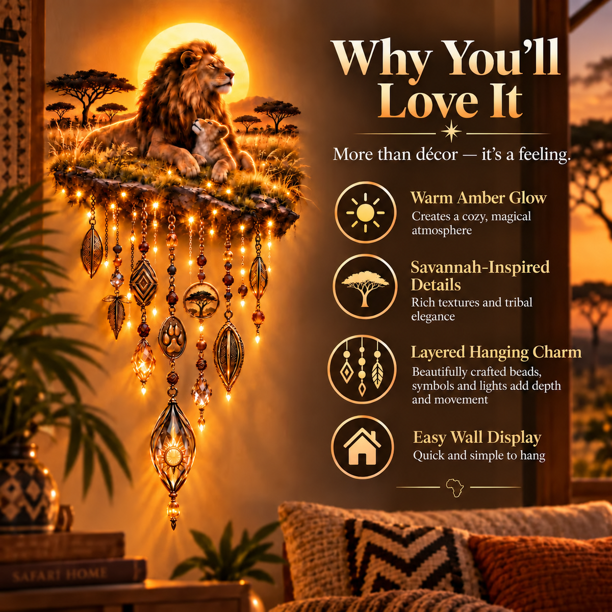 Majestic Savannah Family Glow™ – Lion & Cub Illuminated Wall Decor🦁