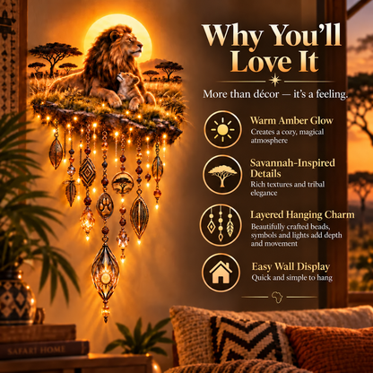 Majestic Savannah Family Glow™ – Lion & Cub Illuminated Wall Decor🦁