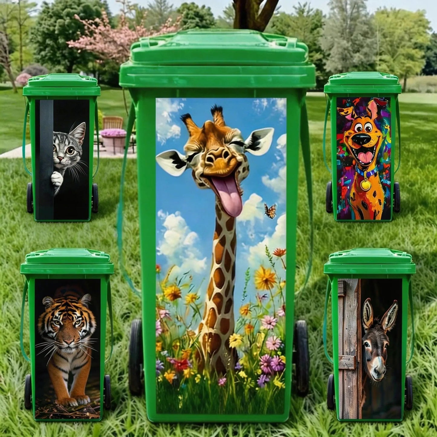 ✨Boring Trash Can? Fixed In Seconds! Creative Trash Can Sticker with Colourful Cartoon