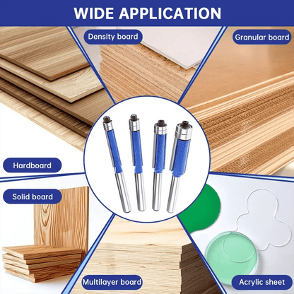 🔩Professional 4-Piece Double Bearing Flush Trim Router Bit Set