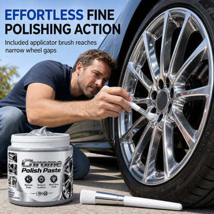 ✨🚗 Buy 1 Get 1 FREE! Metal Chrome Polish & Restorer Paste with Detailing Brush – 2 × 100g, Removes Oxidation & Restores Brilliant Mirror Shine for Wheels, Chrome Trim & Metal Fixtures