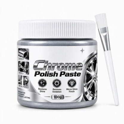✨🚗 Buy 1 Get 1 FREE! Metal Chrome Polish & Restorer Paste with Detailing Brush – 2 × 100g, Removes Oxidation & Restores Brilliant Mirror Shine for Wheels, Chrome Trim & Metal Fixtures