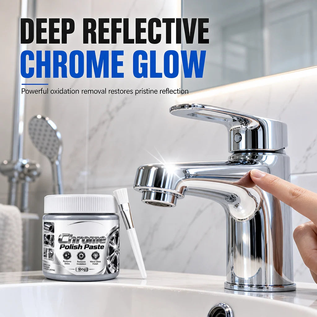 ✨🚗 Buy 1 Get 1 FREE! Metal Chrome Polish & Restorer Paste with Detailing Brush – 2 × 100g, Removes Oxidation & Restores Brilliant Mirror Shine for Wheels, Chrome Trim & Metal Fixtures