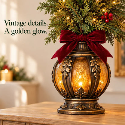 🎄✨ Cardinal Lantern Christmas Trees – Lighted Vintage Lantern Base, Warm LED Glow, Red Cardinal Birds & Burgundy Bows for Festive Home Decor 🕯️❤️