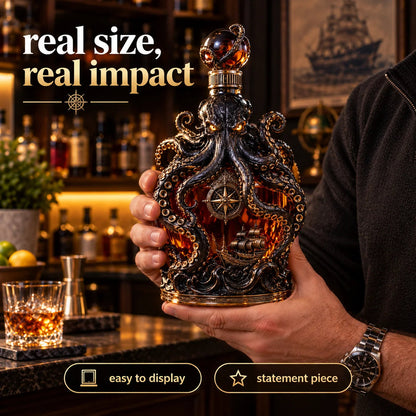 🔥LAST DAY 49% OFF -🐙kraken Voyage Octopus Whiskey Decanter | Gothic Nautical Bar Centerpiece