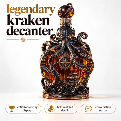 🔥LAST DAY 49% OFF -🐙kraken Voyage Octopus Whiskey Decanter | Gothic Nautical Bar Centerpiece
