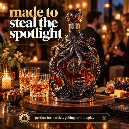 🔥LAST DAY 49% OFF -🐙kraken Voyage Octopus Whiskey Decanter | Gothic Nautical Bar Centerpiece