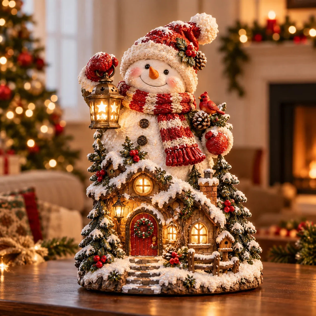 🎄✨ Lighted Christmas Cottage Figurines – Festive Village