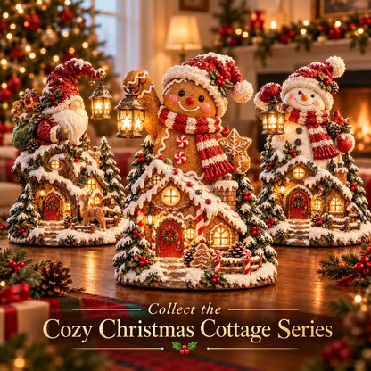 🎄✨ Lighted Christmas Cottage Figurines – Festive Village