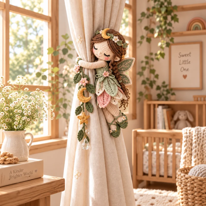 🧚 Fairy Hug Crochet Curtain Tiebacks – Cute Window Decor