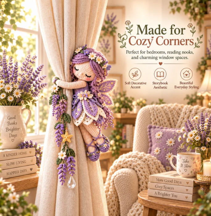 🧚 Fairy Hug Crochet Curtain Tiebacks – Cute Window Decor