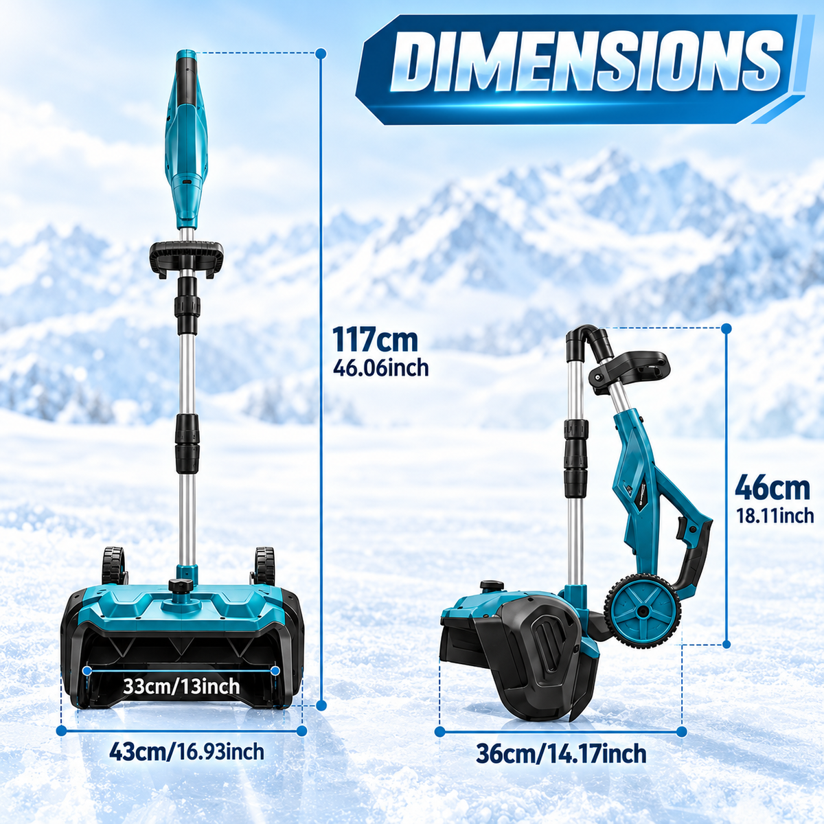 Brushless Cordless Snow Shovel Foldable with Wheels | For Makita 18V Battery