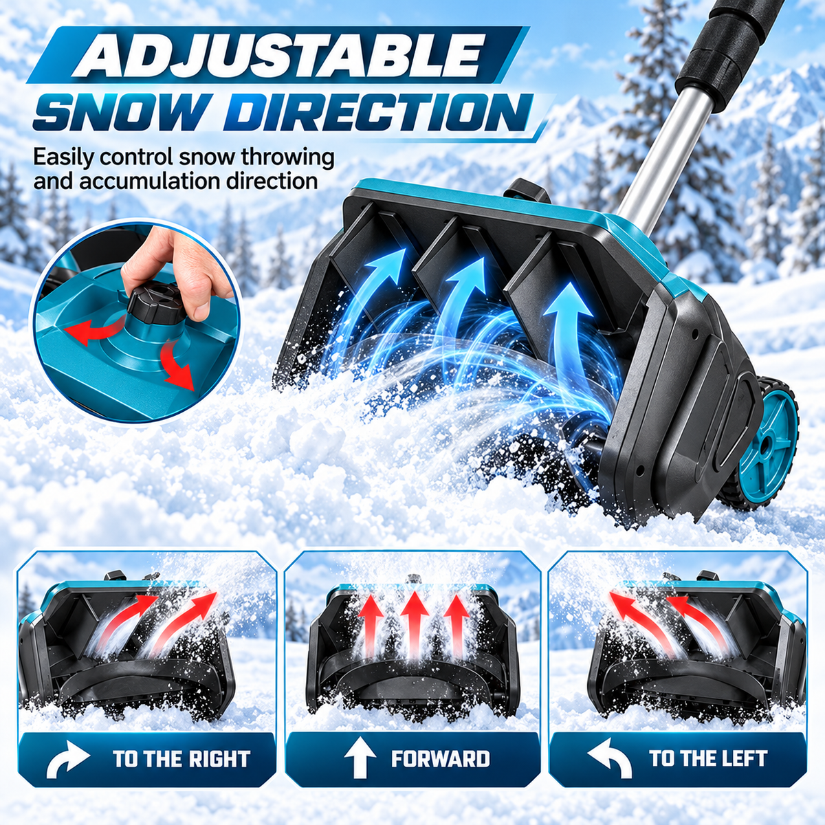Brushless Cordless Snow Shovel Foldable with Wheels | For Makita 18V Battery