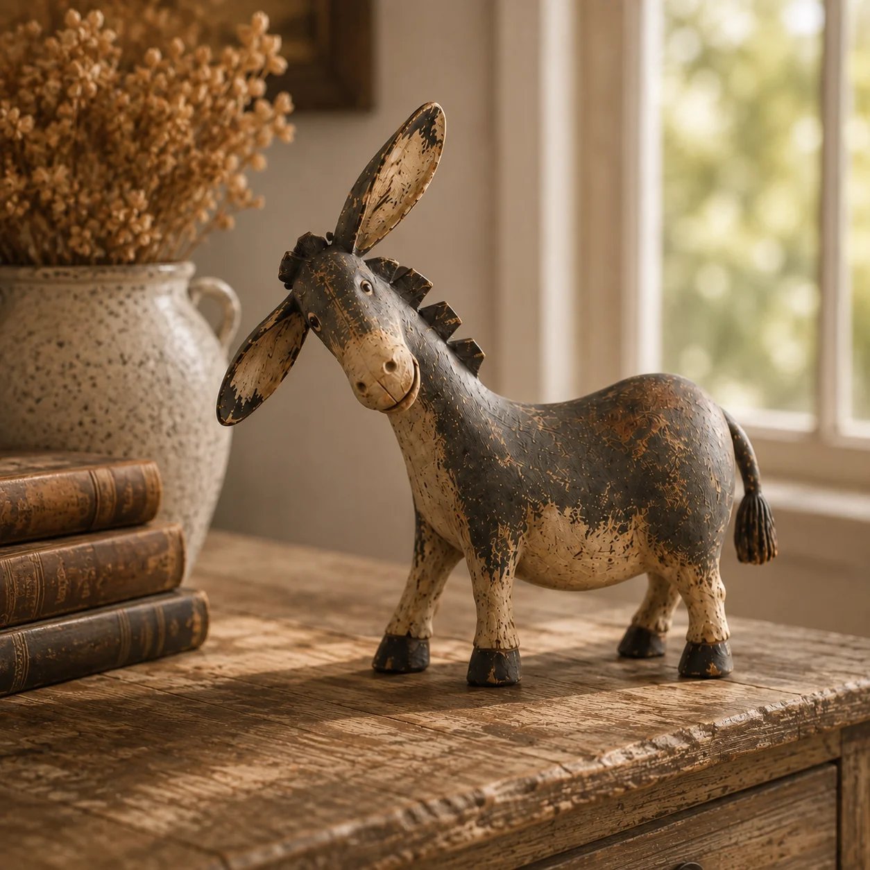 Rustic Donkey Figurine for Farmhouse Decor