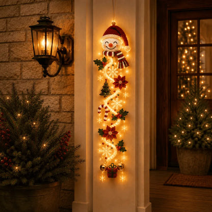 🎄MerryCascade™ Glowing Christmas Door Hanger | 6 Festive Lighted Designs with Warm Glow, Dimensional Details & Space-Saving Vertical Décor