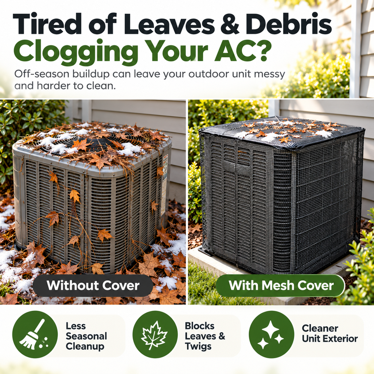 🍂Breathable Full-Mesh Outdoor AC Cover – Leaf & Debris Guard for Condenser Units