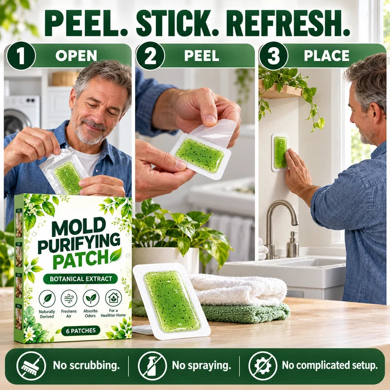 🧪🌿 Botanical Mold Control Patches – 6-Piece Peel & Stick Pads for Damp Bathroom, Kitchen & Hidden Corners ✨
