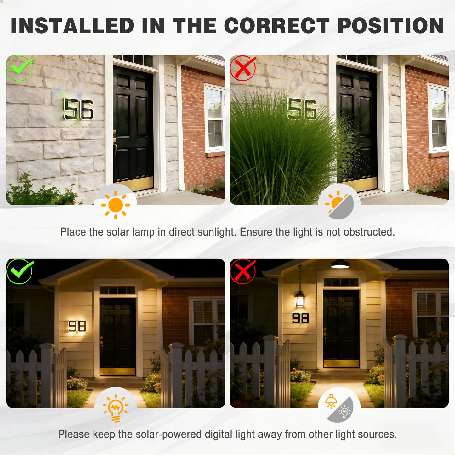 ISUNMEA 9 Inch Solar Lighted House Numbers for Outside, Light Up Waterproof LED Address Numbers Signs