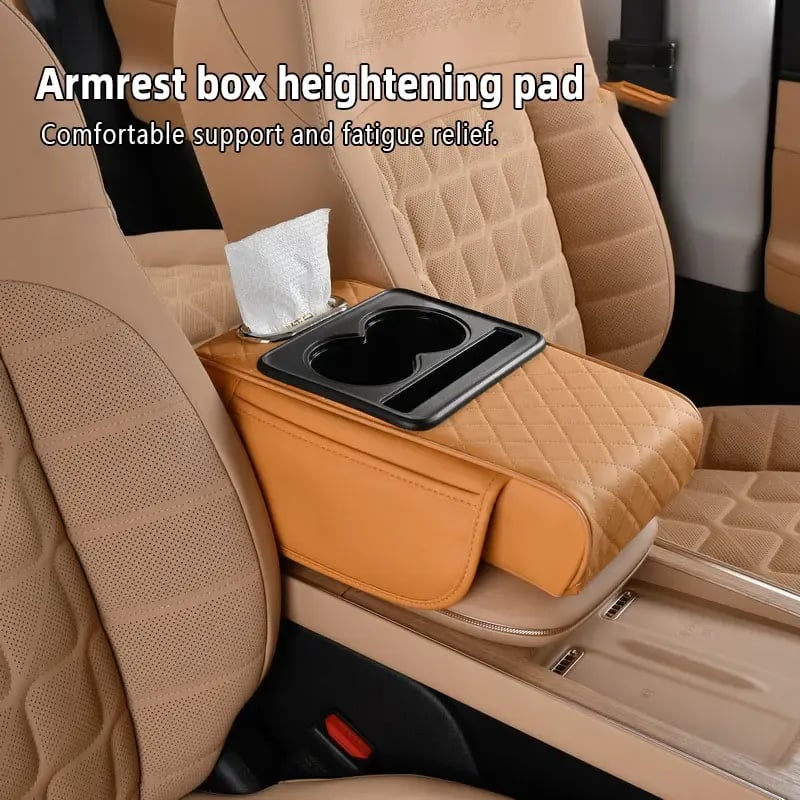 🚗✨4-in-1 Car Armrest Storage Organizer – Cup Holder, Phone Stand & Center Console Storage Bag