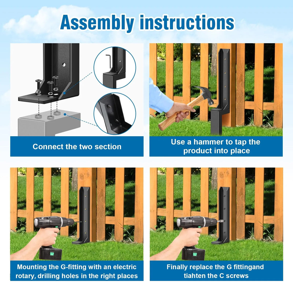 🔨Heavy-Duty H-Shaped Fence Post Repair Kit
