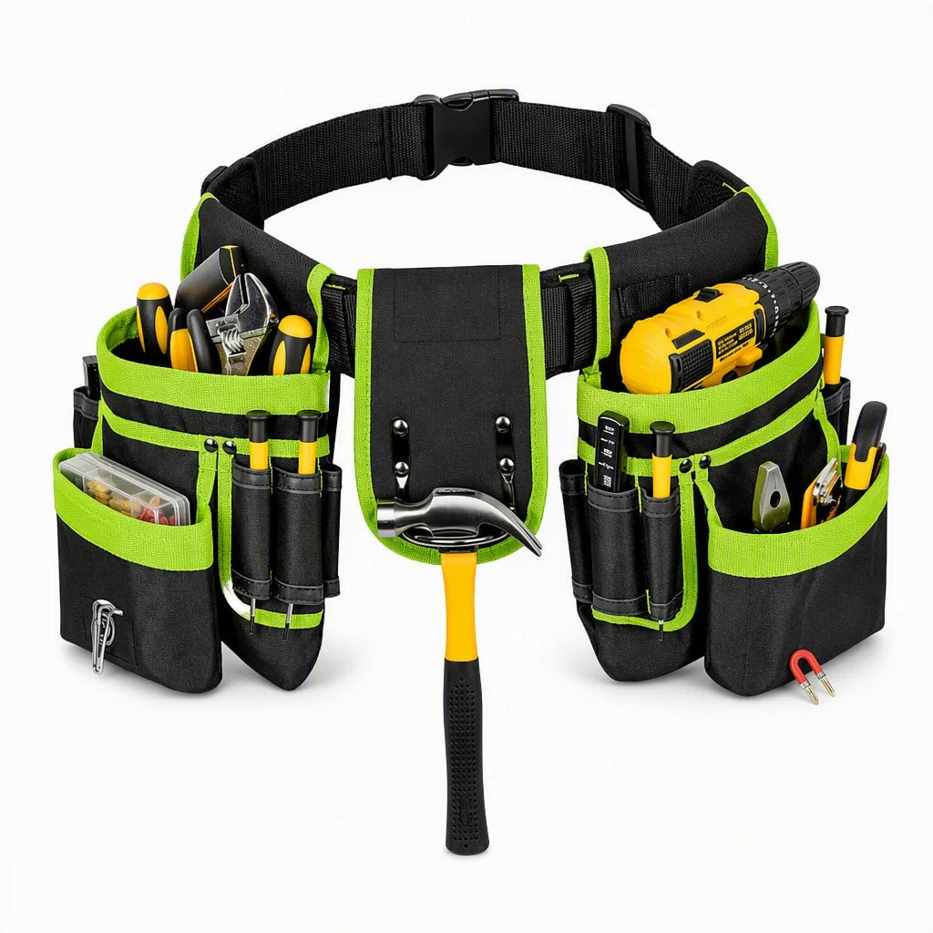 👷🛠️ Adjustable Tool Waist Bag – Multi-Pocket Work Belt with Magnetic Screw Holder, Reinforced Stitching & Quick-Release Buckle ⚡