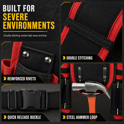 👷🛠️ Adjustable Tool Waist Bag – Multi-Pocket Work Belt with Magnetic Screw Holder, Reinforced Stitching & Quick-Release Buckle ⚡