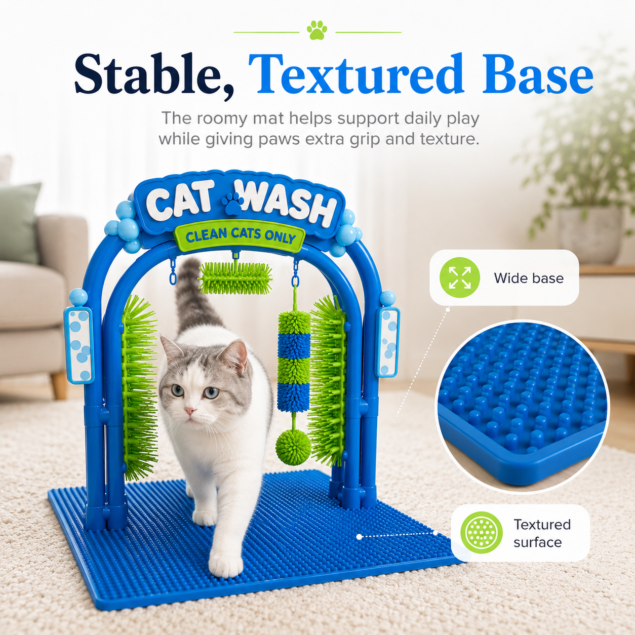 🐱 Interactive Cat Self-Grooming Arch – Multi-Angle Massage Brush & Play Station