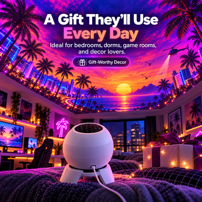 🌆 Retro Neon Dome Projector Lamp ✨ Immersive Sunset Room Light for Gaming & Bedroom Decor