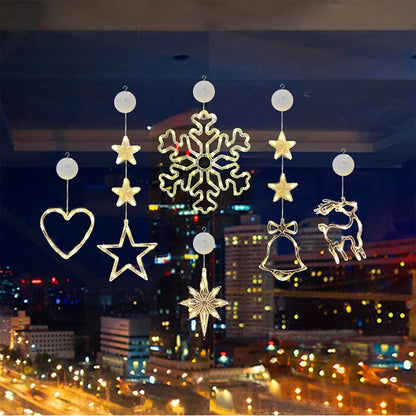 🎄✨ DIY Christmas Suction Window Lights – 11 Festive LED Shapes, Battery-Powered & Reusable, No-Drill Christmas Window Decorations with Warm White & Colorful Lighting 🎅❄️