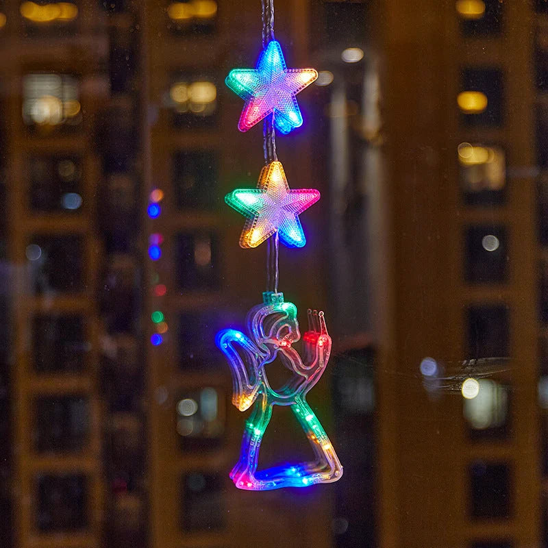 🎄✨ DIY Christmas Suction Window Lights – 11 Festive LED Shapes, Battery-Powered & Reusable, No-Drill Christmas Window Decorations with Warm White & Colorful Lighting 🎅❄️