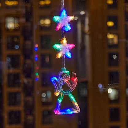 🎄✨ DIY Christmas Suction Window Lights – 11 Festive LED Shapes, Battery-Powered & Reusable, No-Drill Christmas Window Decorations with Warm White & Colorful Lighting 🎅❄️
