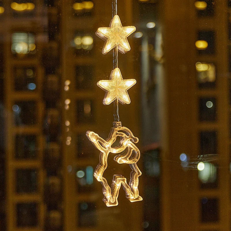 🎄✨ DIY Christmas Suction Window Lights – 11 Festive LED Shapes, Battery-Powered & Reusable, No-Drill Christmas Window Decorations with Warm White & Colorful Lighting 🎅❄️
