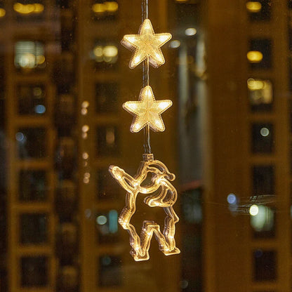 🎄✨ DIY Christmas Suction Window Lights – 11 Festive LED Shapes, Battery-Powered & Reusable, No-Drill Christmas Window Decorations with Warm White & Colorful Lighting 🎅❄️