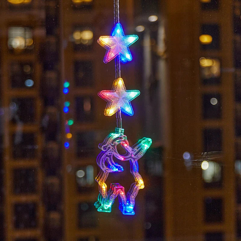 🎄✨ DIY Christmas Suction Window Lights – 11 Festive LED Shapes, Battery-Powered & Reusable, No-Drill Christmas Window Decorations with Warm White & Colorful Lighting 🎅❄️