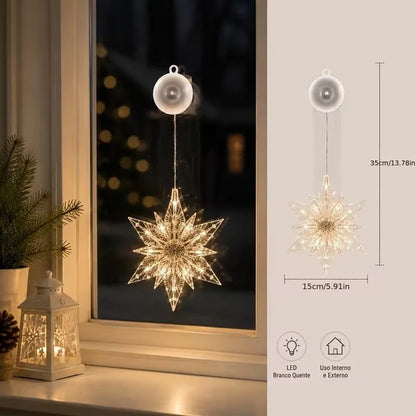 🎄✨ DIY Christmas Suction Window Lights – 11 Festive LED Shapes, Battery-Powered & Reusable, No-Drill Christmas Window Decorations with Warm White & Colorful Lighting 🎅❄️