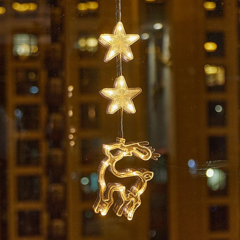 🎄✨ DIY Christmas Suction Window Lights – 11 Festive LED Shapes, Battery-Powered & Reusable, No-Drill Christmas Window Decorations with Warm White & Colorful Lighting 🎅❄️
