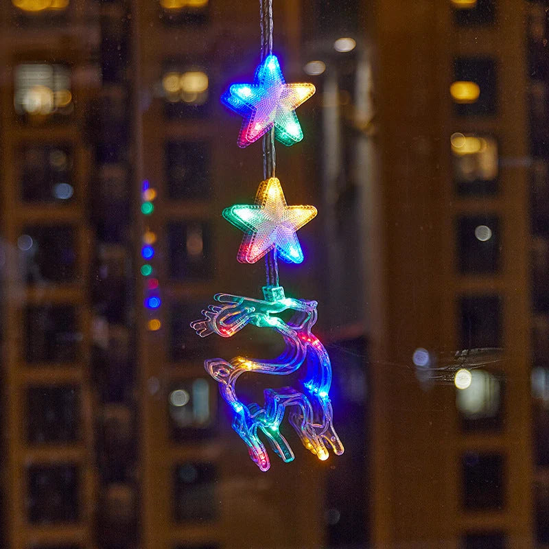 🎄✨ DIY Christmas Suction Window Lights – 11 Festive LED Shapes, Battery-Powered & Reusable, No-Drill Christmas Window Decorations with Warm White & Colorful Lighting 🎅❄️