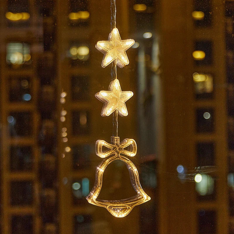🎄✨ DIY Christmas Suction Window Lights – 11 Festive LED Shapes, Battery-Powered & Reusable, No-Drill Christmas Window Decorations with Warm White & Colorful Lighting 🎅❄️