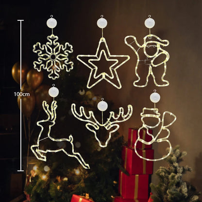 🎄✨ DIY Christmas Suction Window Lights – 11 Festive LED Shapes, Battery-Powered & Reusable, No-Drill Christmas Window Decorations with Warm White & Colorful Lighting 🎅❄️
