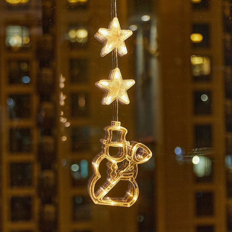 🎄✨ DIY Christmas Suction Window Lights – 11 Festive LED Shapes, Battery-Powered & Reusable, No-Drill Christmas Window Decorations with Warm White & Colorful Lighting 🎅❄️