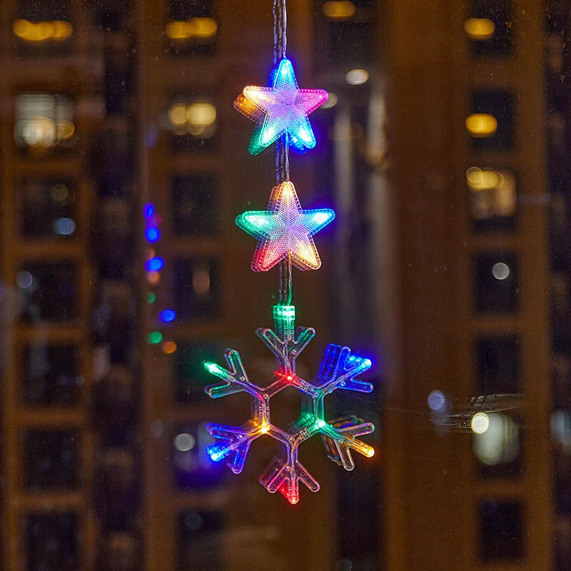 🎄✨ DIY Christmas Suction Window Lights – 11 Festive LED Shapes, Battery-Powered & Reusable, No-Drill Christmas Window Decorations with Warm White & Colorful Lighting 🎅❄️