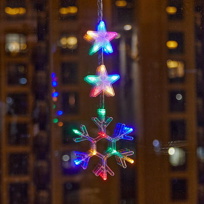 🎄✨ DIY Christmas Suction Window Lights – 11 Festive LED Shapes, Battery-Powered & Reusable, No-Drill Christmas Window Decorations with Warm White & Colorful Lighting 🎅❄️