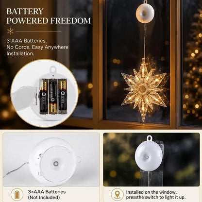 🎄✨ DIY Christmas Suction Window Lights – 11 Festive LED Shapes, Battery-Powered & Reusable, No-Drill Christmas Window Decorations with Warm White & Colorful Lighting 🎅❄️