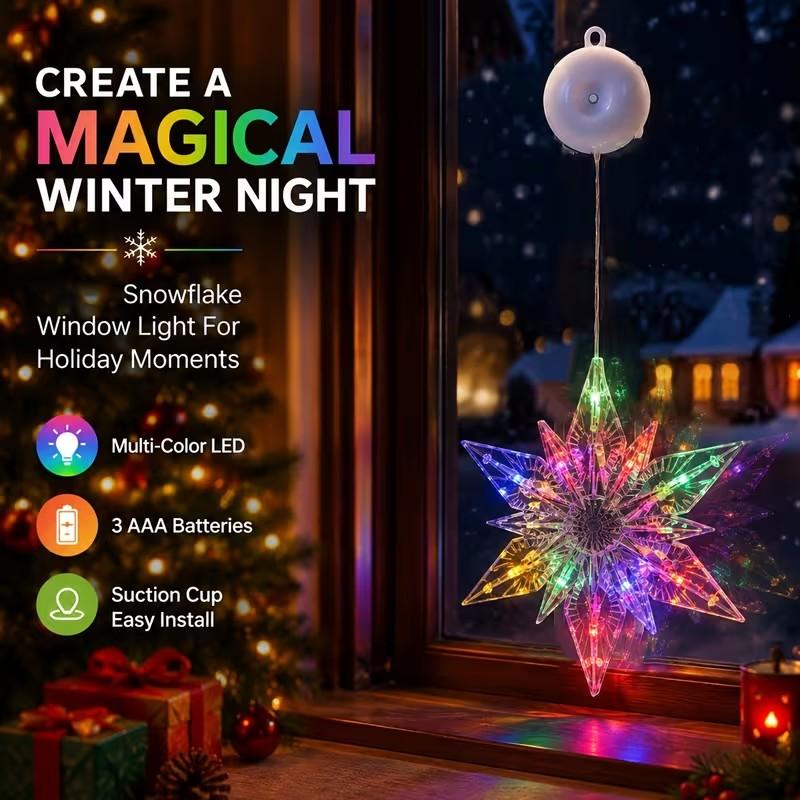 🎄✨ DIY Christmas Suction Window Lights – 11 Festive LED Shapes, Battery-Powered & Reusable, No-Drill Christmas Window Decorations with Warm White & Colorful Lighting 🎅❄️