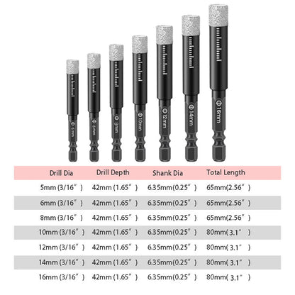 💎 7PCS Diamond Drill Bit Set – 5–16mm Hex Shank Hole Saw Kit, Dry & Wet Drilling for Porcelain Tile, Ceramic, Glass, Granite & Marble | Smooth Precision Cutting for DIY & Professional Projects 🛠️