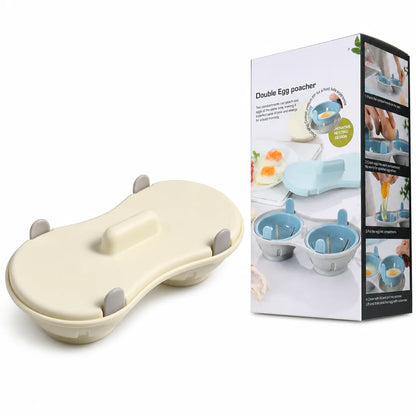 🍳✨ Microwave Double Egg Poacher – 2-Egg Quick Cooker with Lift-Out Drain Basket, Mess-Free Breakfast Maker, Detachable Microwave Egg Steamer for Easy Morning Meals 🥚