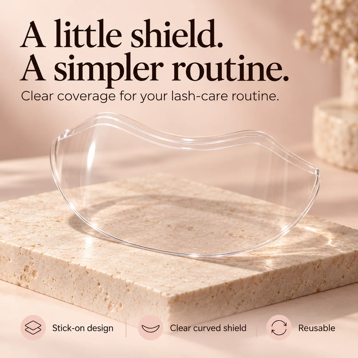 💗 Clear Stick-On Lash Shower Shield – Reusable Curved Eyelash Splash Guard for Hair Washing & Lash Extensions | 30/50/100 PCS ✨