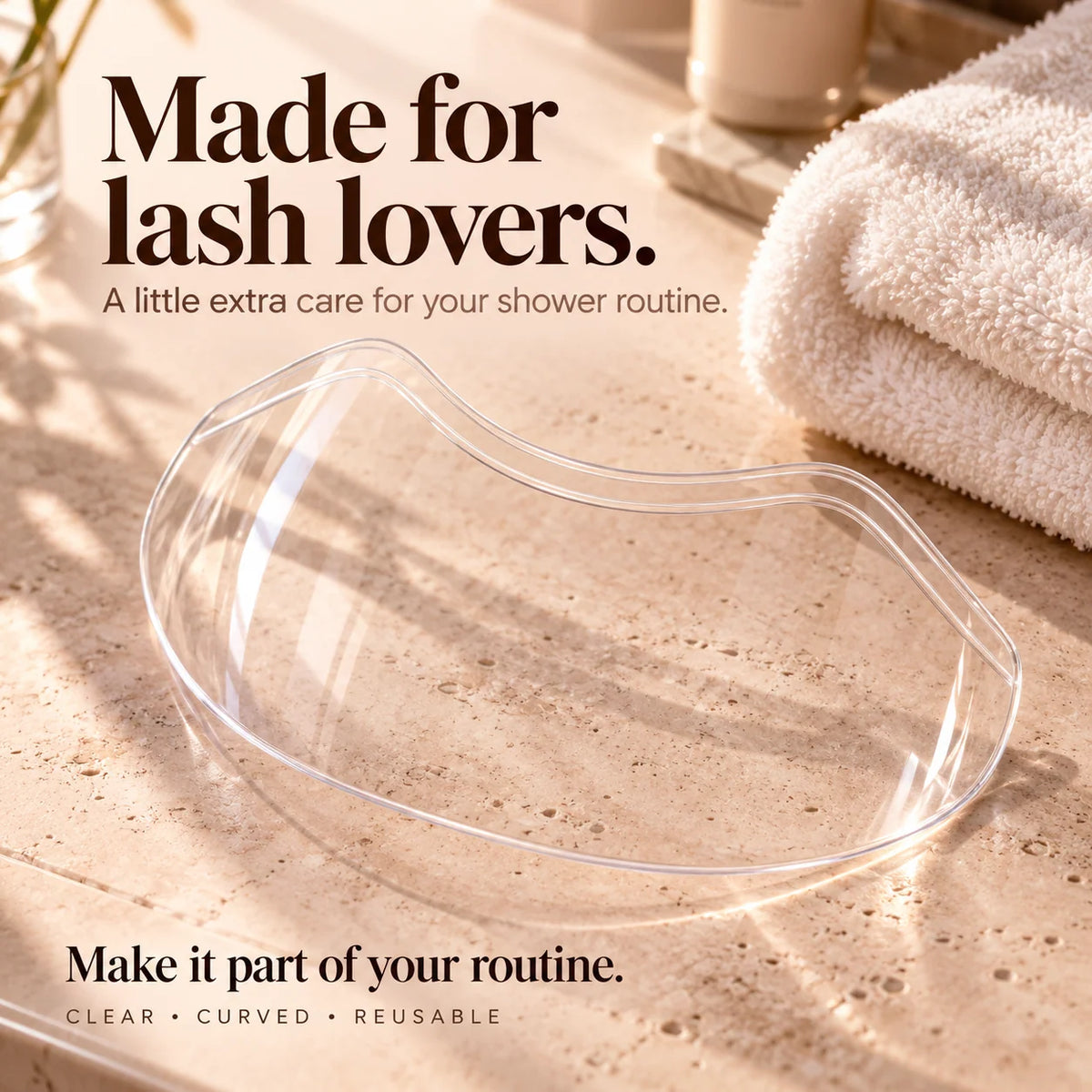 💗 Clear Stick-On Lash Shower Shield – Reusable Curved Eyelash Splash Guard for Hair Washing & Lash Extensions | 30/50/100 PCS ✨