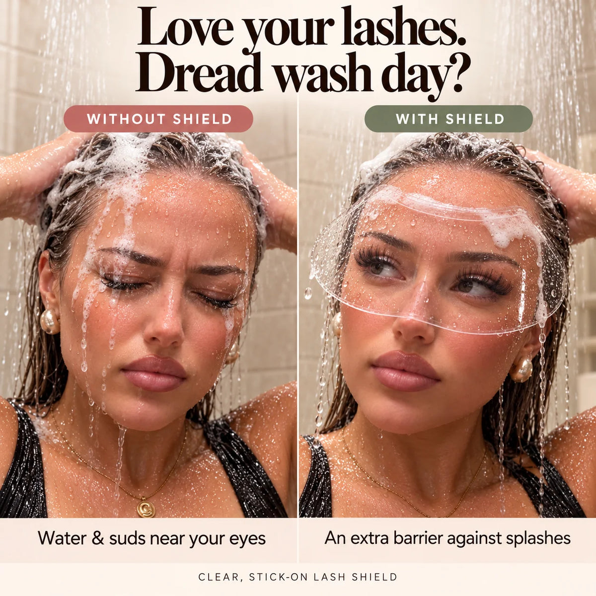 💗 Clear Stick-On Lash Shower Shield – Reusable Curved Eyelash Splash Guard for Hair Washing & Lash Extensions | 30/50/100 PCS ✨